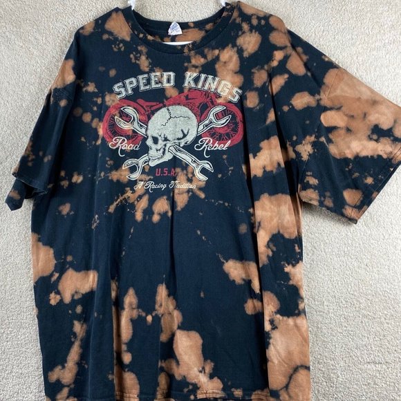 Speed Kings Shirt 2XL Black Bleached Adult Size XX-Large Short Sleeve Shirt